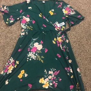 SS Flutter Olive Floral Dress